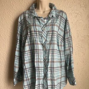 Talbots Blue Plaid Button Down Shirt